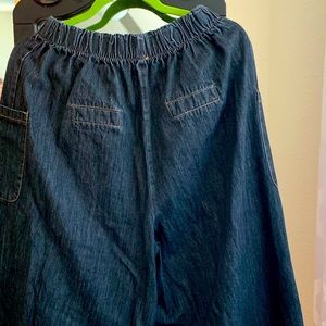 Dark Denim palazzo pants.